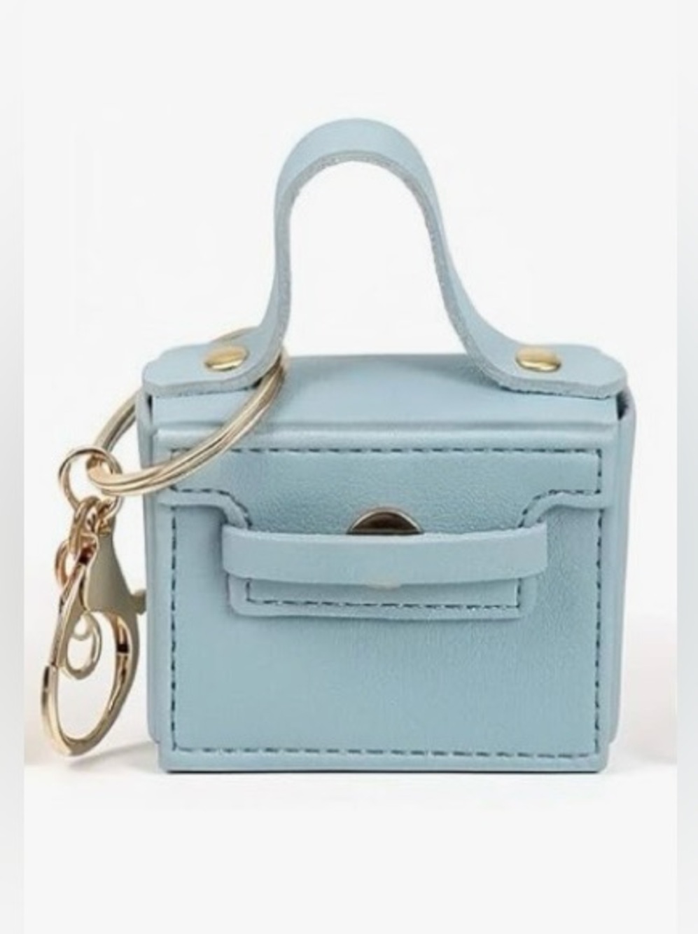 Light Blue Mini Purse Leather Bag Charm Keychain  - NWT